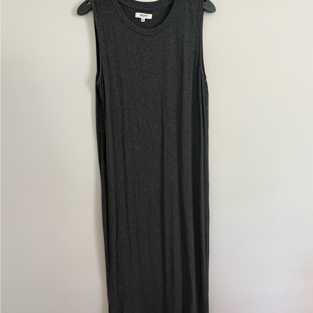 Madewell Gray Sleeveless Sheath Midi Dress
